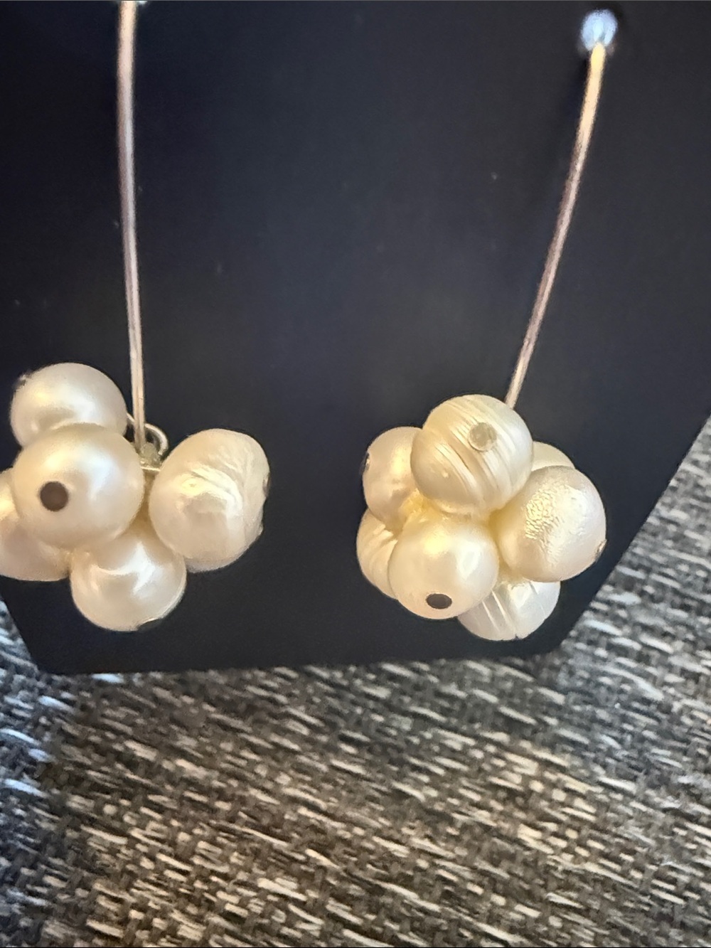 Earrings Pearl-like White Cluster Drop Women’s Jewelry - Picture 2 of 5